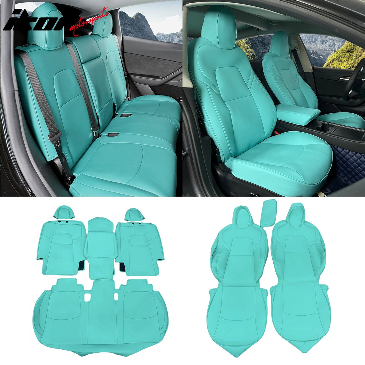 2020-2024 Tesla Model Y Front Rear 5-Seat Seat Covers Leather