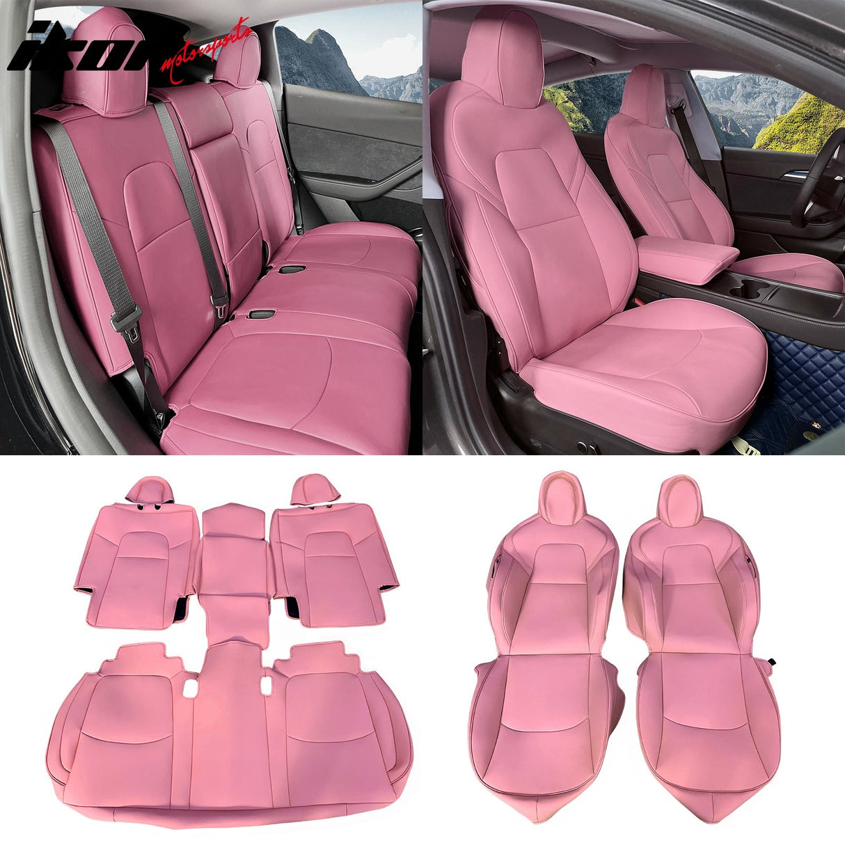 2020-2024 Tesla Model Y Front Rear 5-Seat Seat Covers Leather