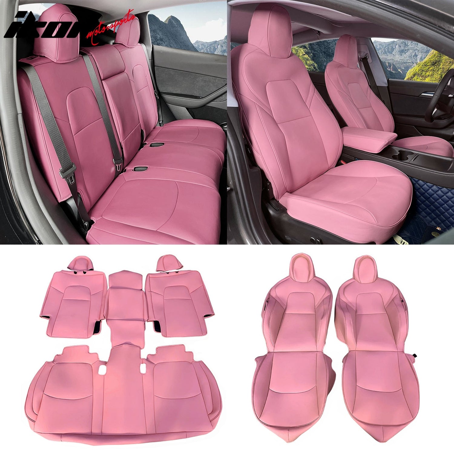 2020-2024 Tesla Model Y Front Rear 5-Seat Seat Covers Leather