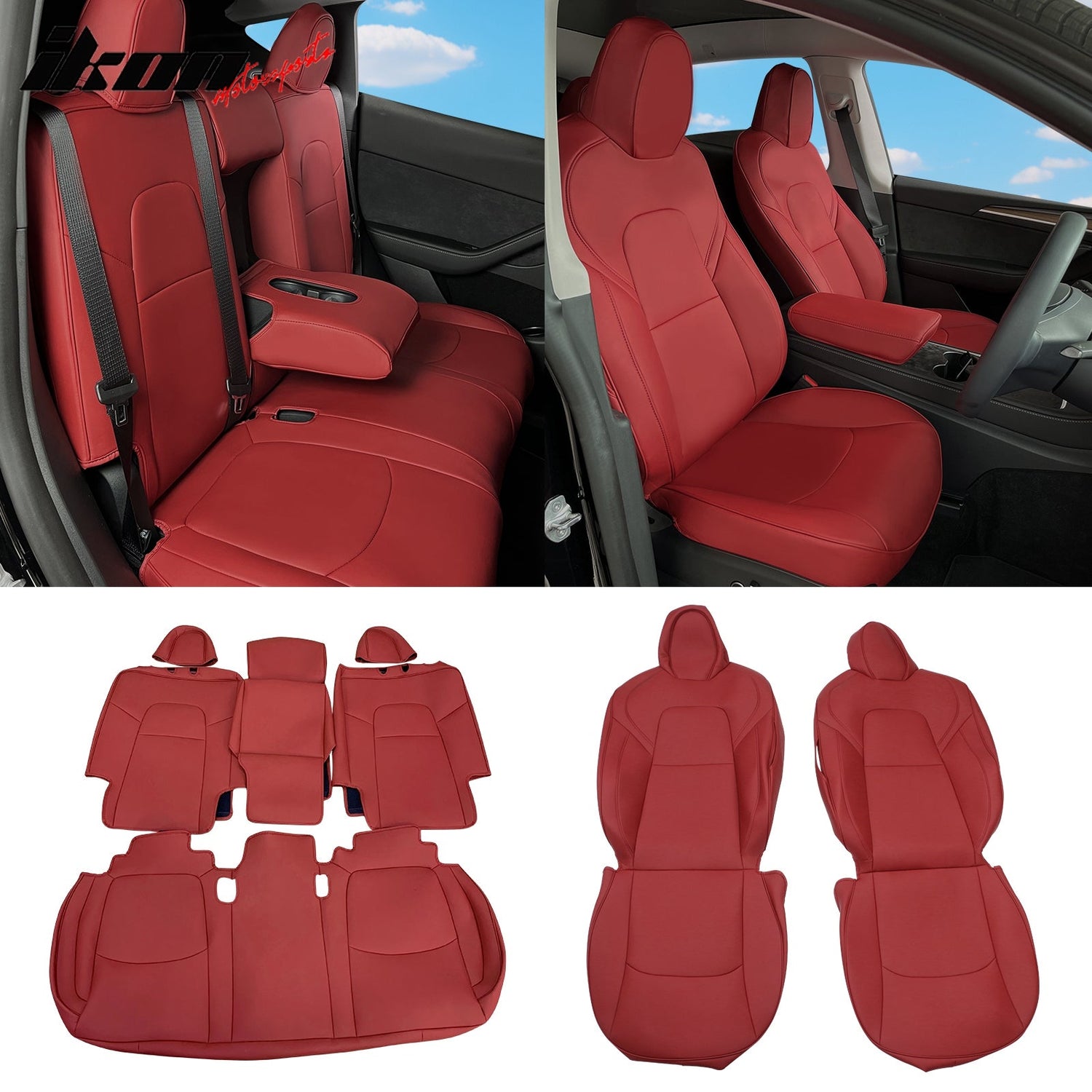 2020-2024 Tesla Model Y Front Rear 5-Seat Seat Covers Leather