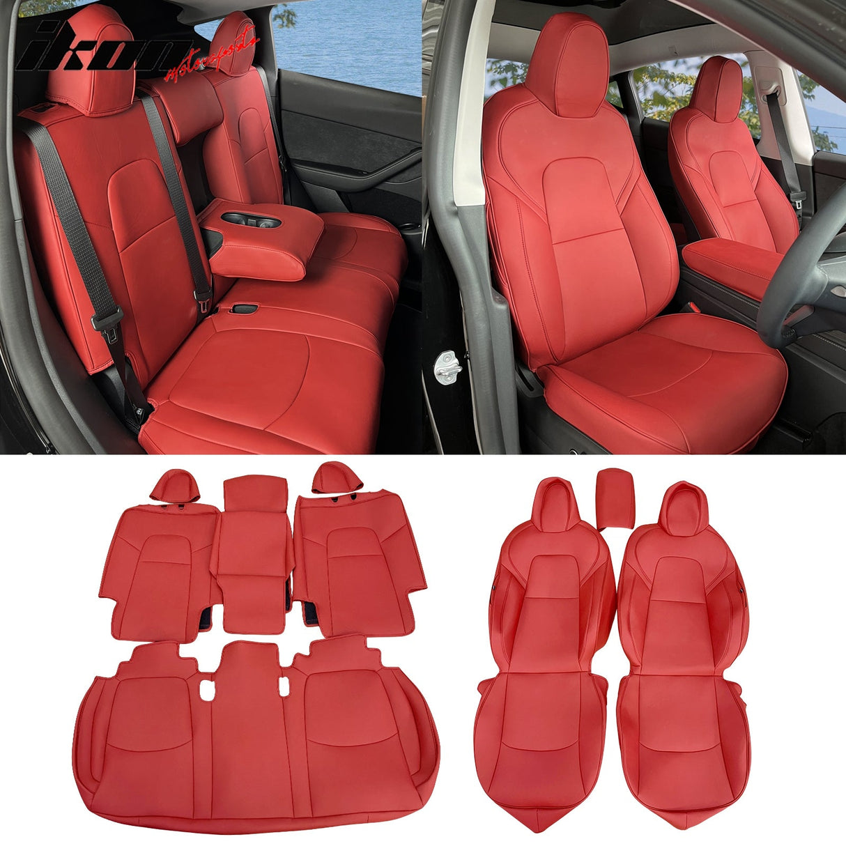2020-2024 Tesla Model Y Front Rear 5-Seat Seat Covers Leather