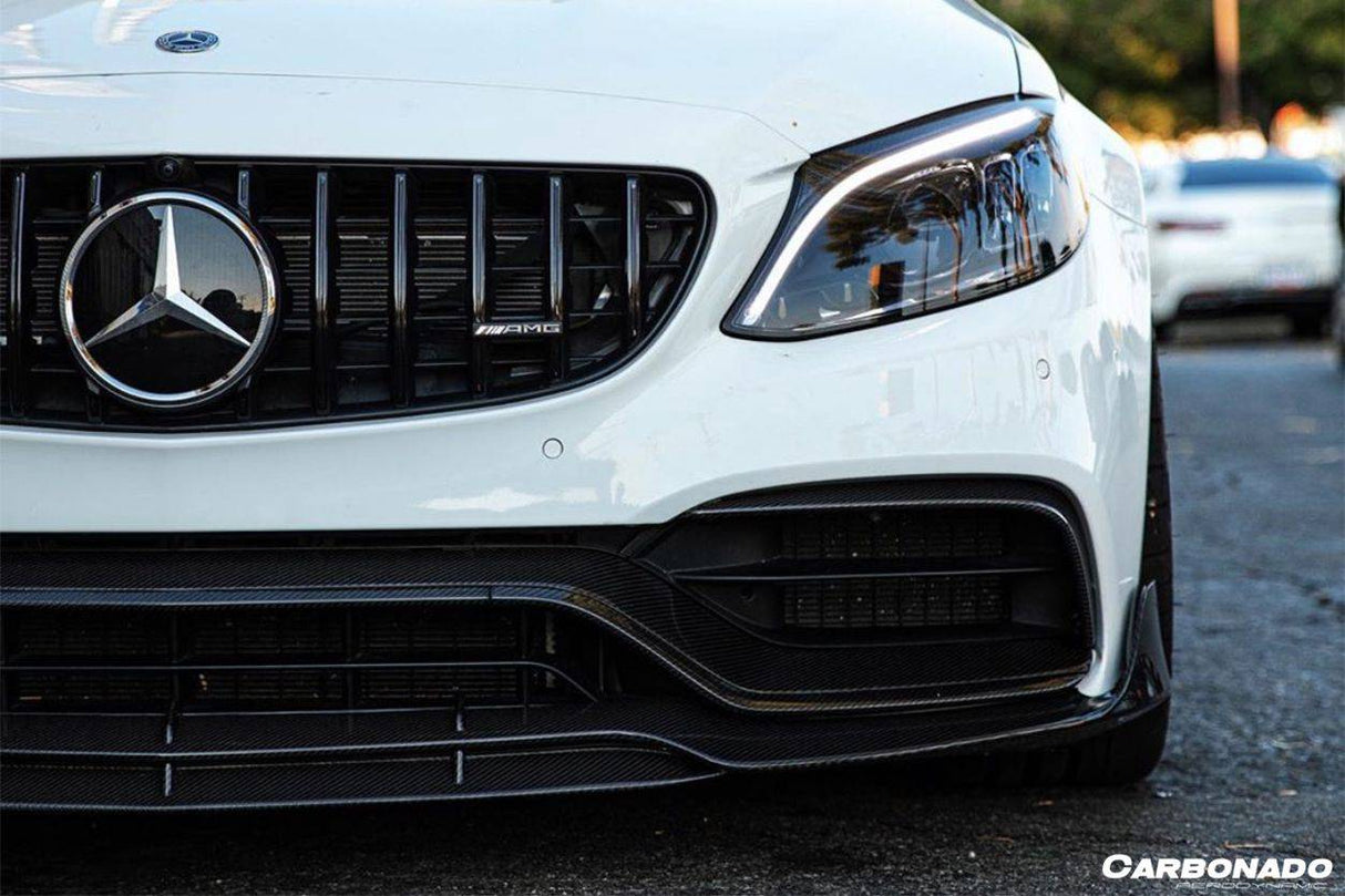 2015-2021 Mercedes Benz W205 C63 S AMG Sedan Coupe Carbon Fiber Front Bumper Accessory Set (4pcs)