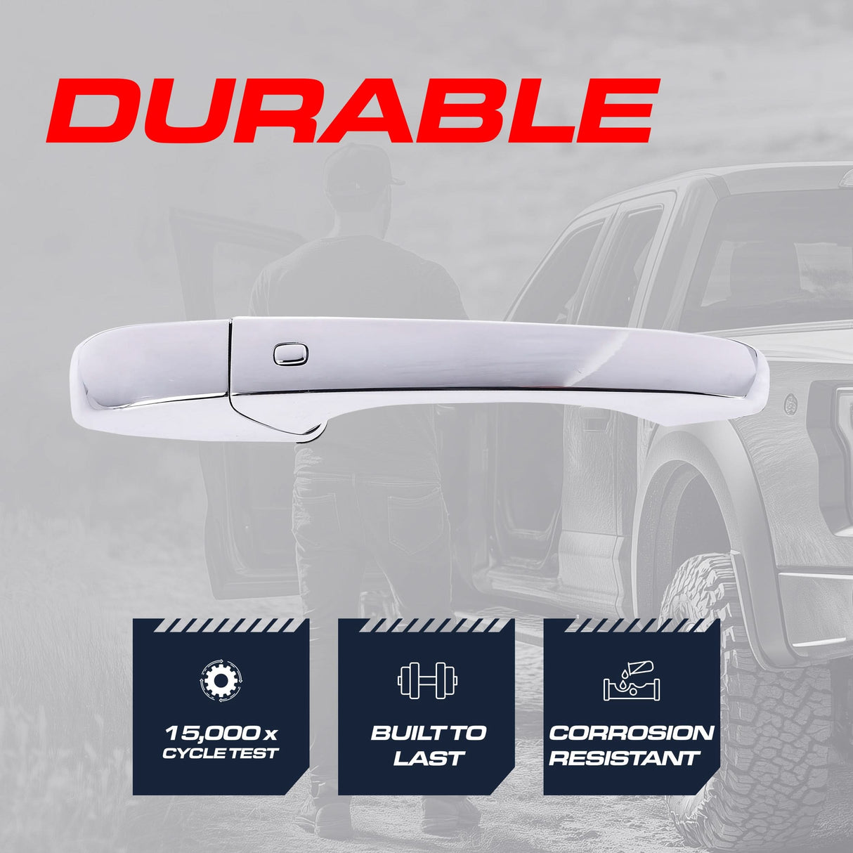 Exterior Door Handle Chrome Replacement for Dodge Durango (2011-2024) / Jeep Grand Cherokee (2011-2024) OE Part # 4589884AM, 4589884AE | Front Right Passenger Side w/o Keyhole