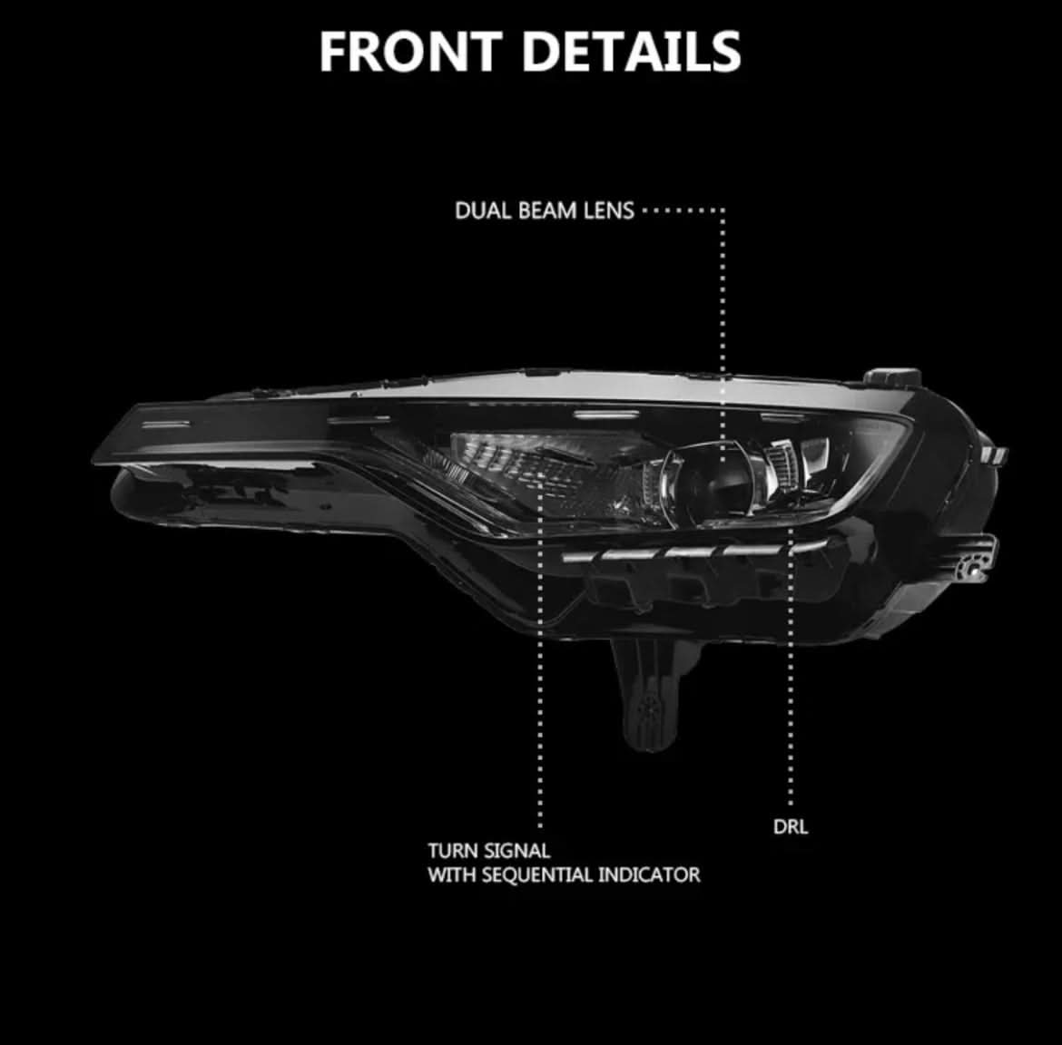 2019-2025 Chevy Camaro RS Signature Replica Headlights – LED Low/High Beams, Sequential Turn Signals (Pair)