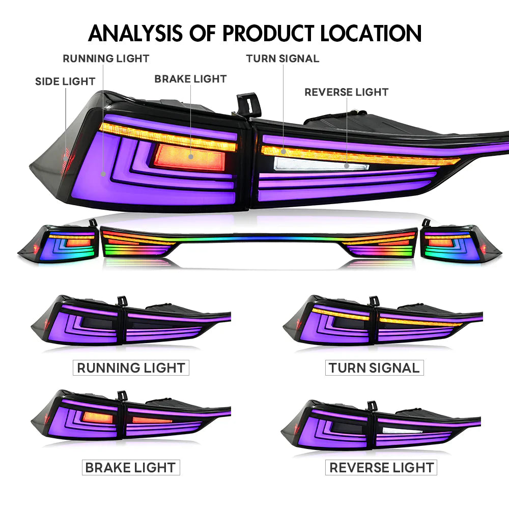 NTXGlow RGB Tail Lights 2014-2021 Lexus IS250 IS300 IS350 IS500 IS200t