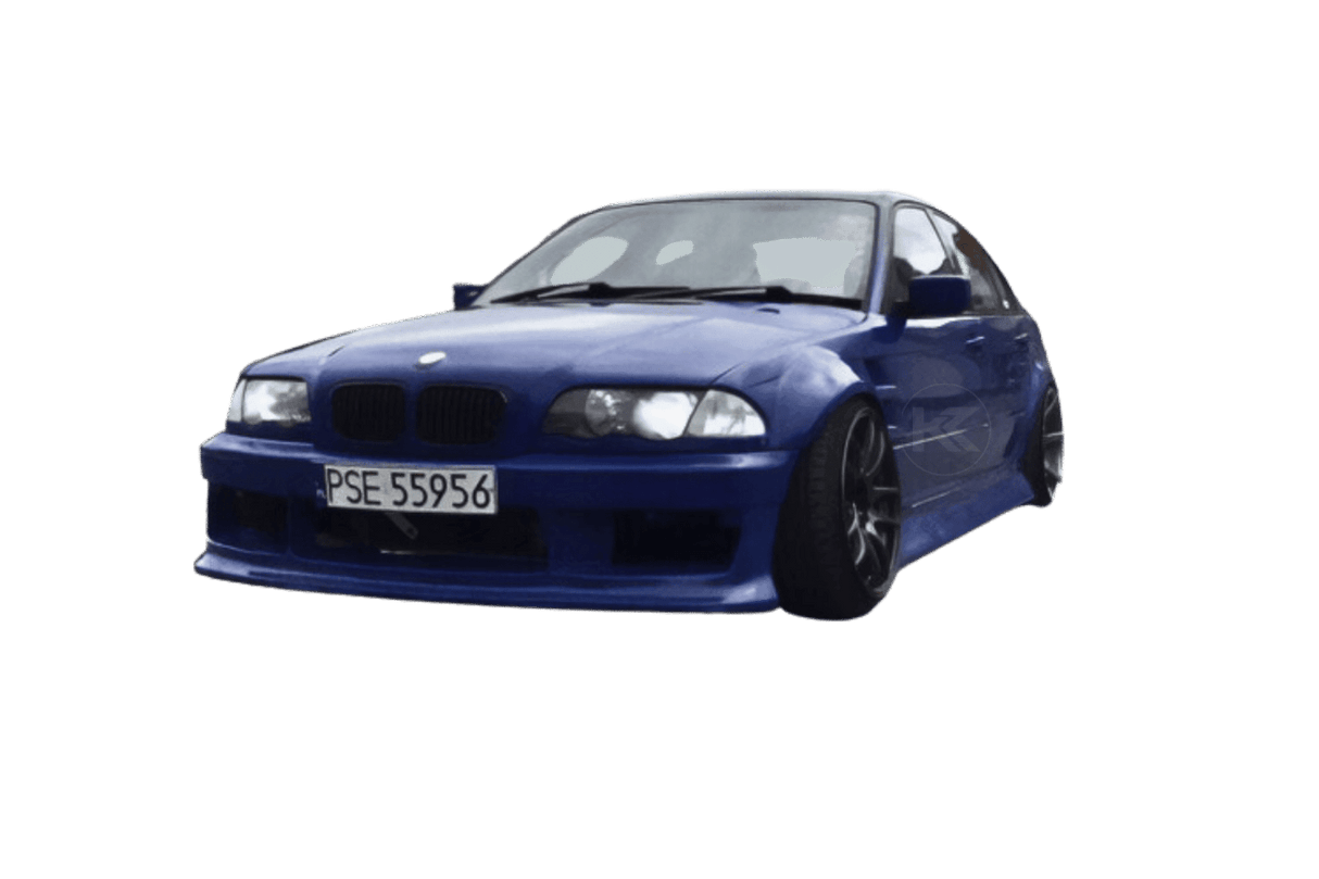 BMW 3-Series E46 Sedan Full Over Fender Kit with Vented Front Fenders - ABS OR Fiberglass - K2 Industries