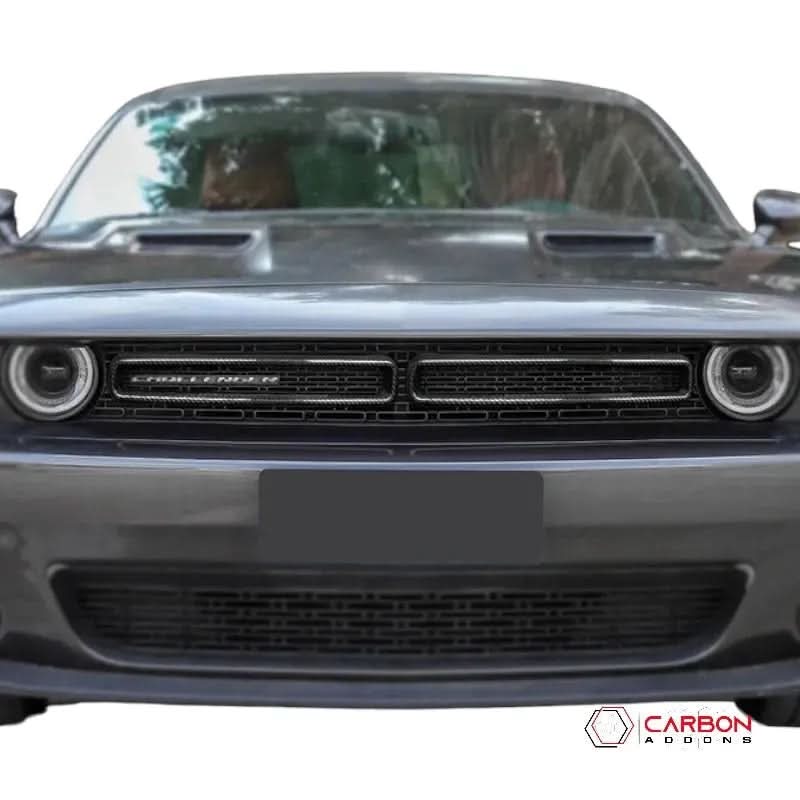 2015-2023 Dodge Challenger Real Carbon Fiber Front Bumper Grill Trim Covers