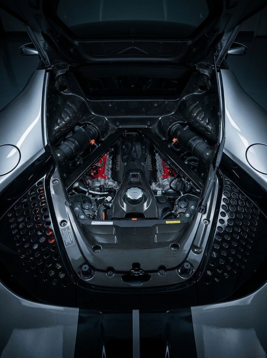 2019+ Ferrari SF90 OEM Style Engine Compartment Cover Plate - Dry Carbon Fiber
