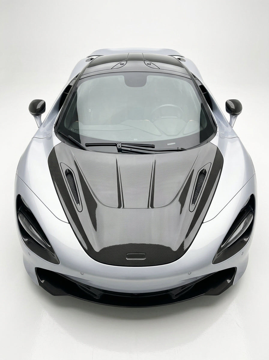 McLaren 720S Dry Carbon Fiber Hood Bonnet Sports Style Bolt-On