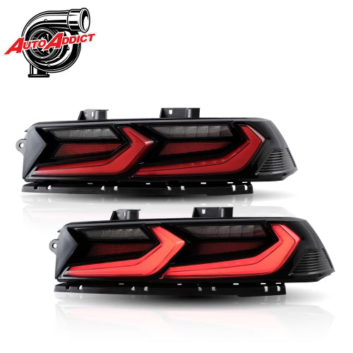 2014-2015 CHEVY CAMARO VELOX LED TAILLIGHTS GLOSS BLACK/RED LENS