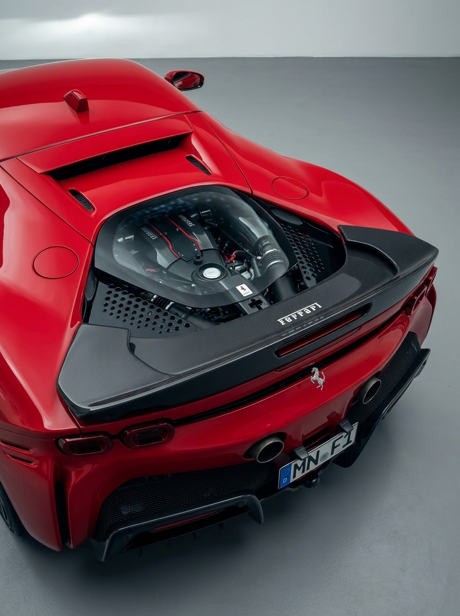 2019+ Ferrari SF90 Stradale Polished Rear Spoiler - Dry Carbon Fiber