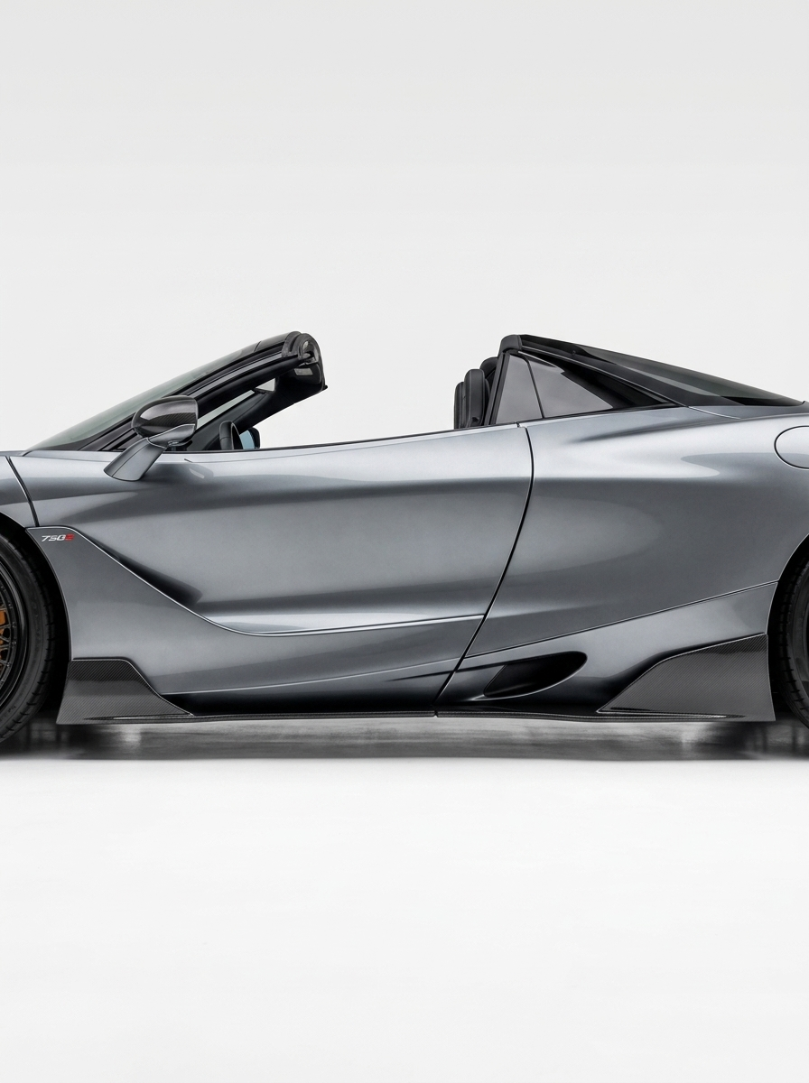 McLaren 750S Dry Carbon Fiber Side Skirts Polished Finish 2024+ Pair