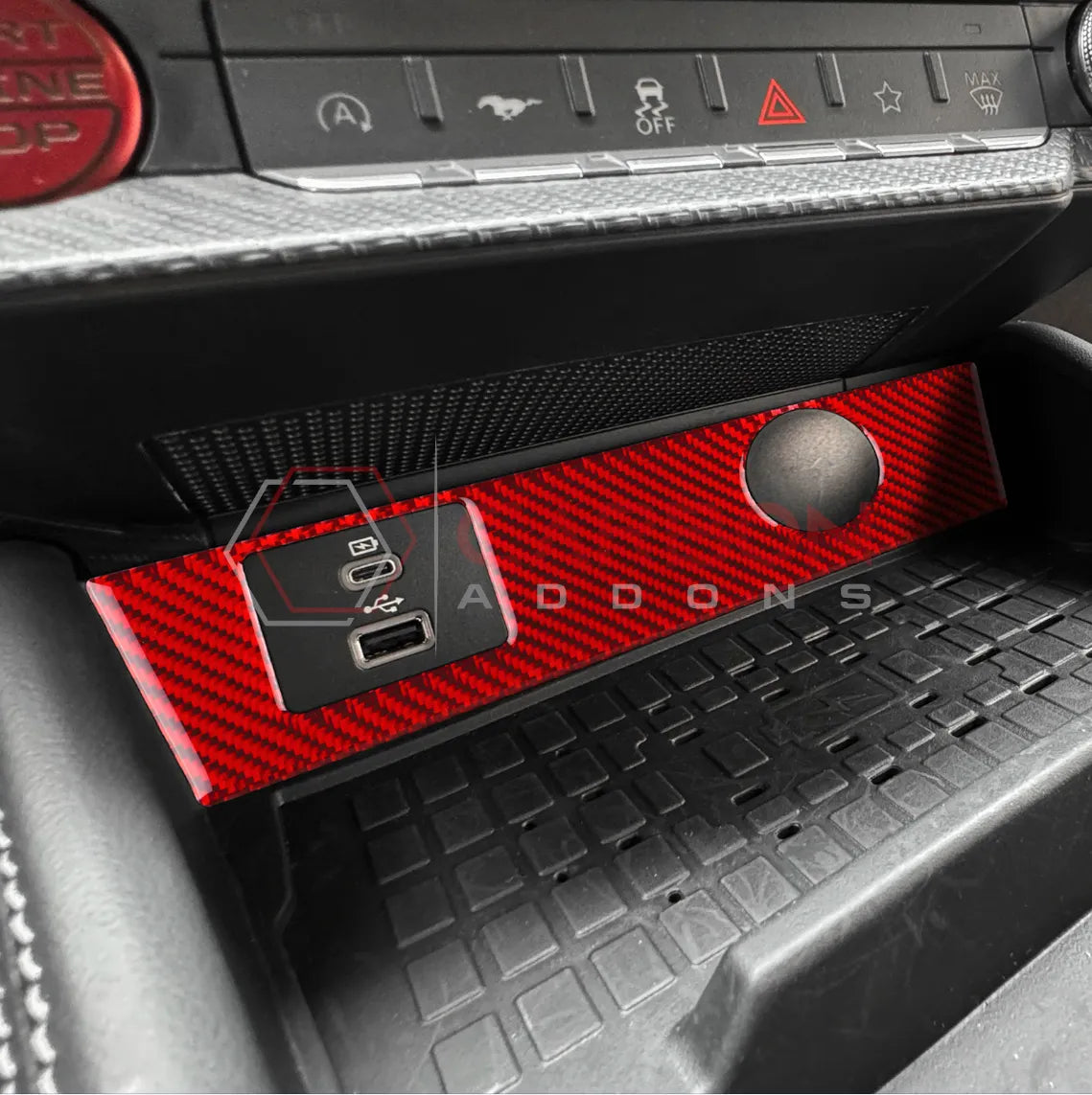 2024+ S650 Mustang Real Carbon Fiber USB/12v Outlet Trim Overlay