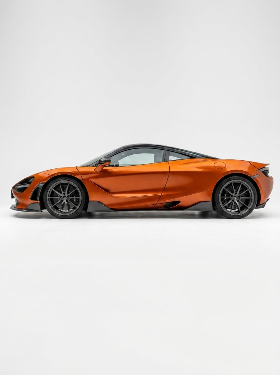 McLaren 720S Spider 765LT Style Dry Carbon Fiber Side Skirts Polished Finish 2017 - 2019 Pair