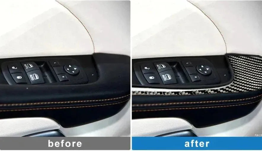 4pcs Carbon Fiber Armrest Panel Overlay for Dodge Challenger 2015-2023