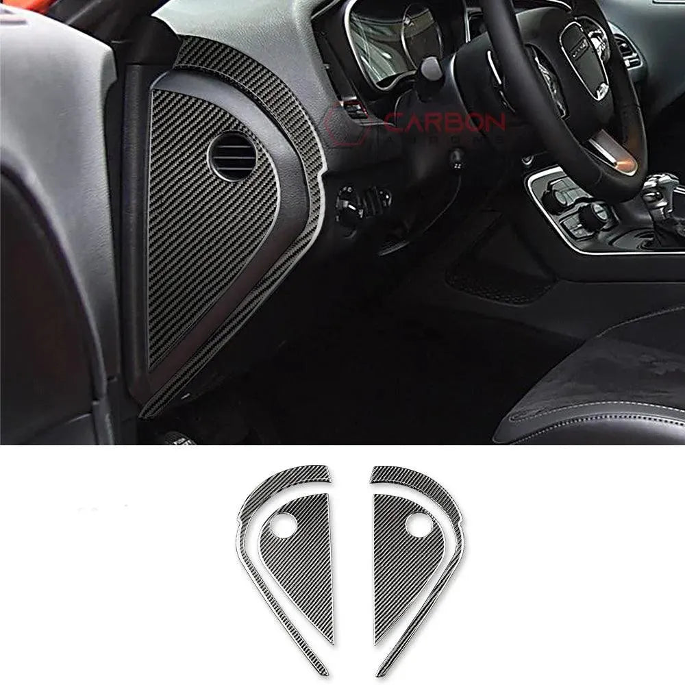 4PCS Carbon Fiber Dashboard Side Panel Overlay for Dodge Challenger 2015-2023
