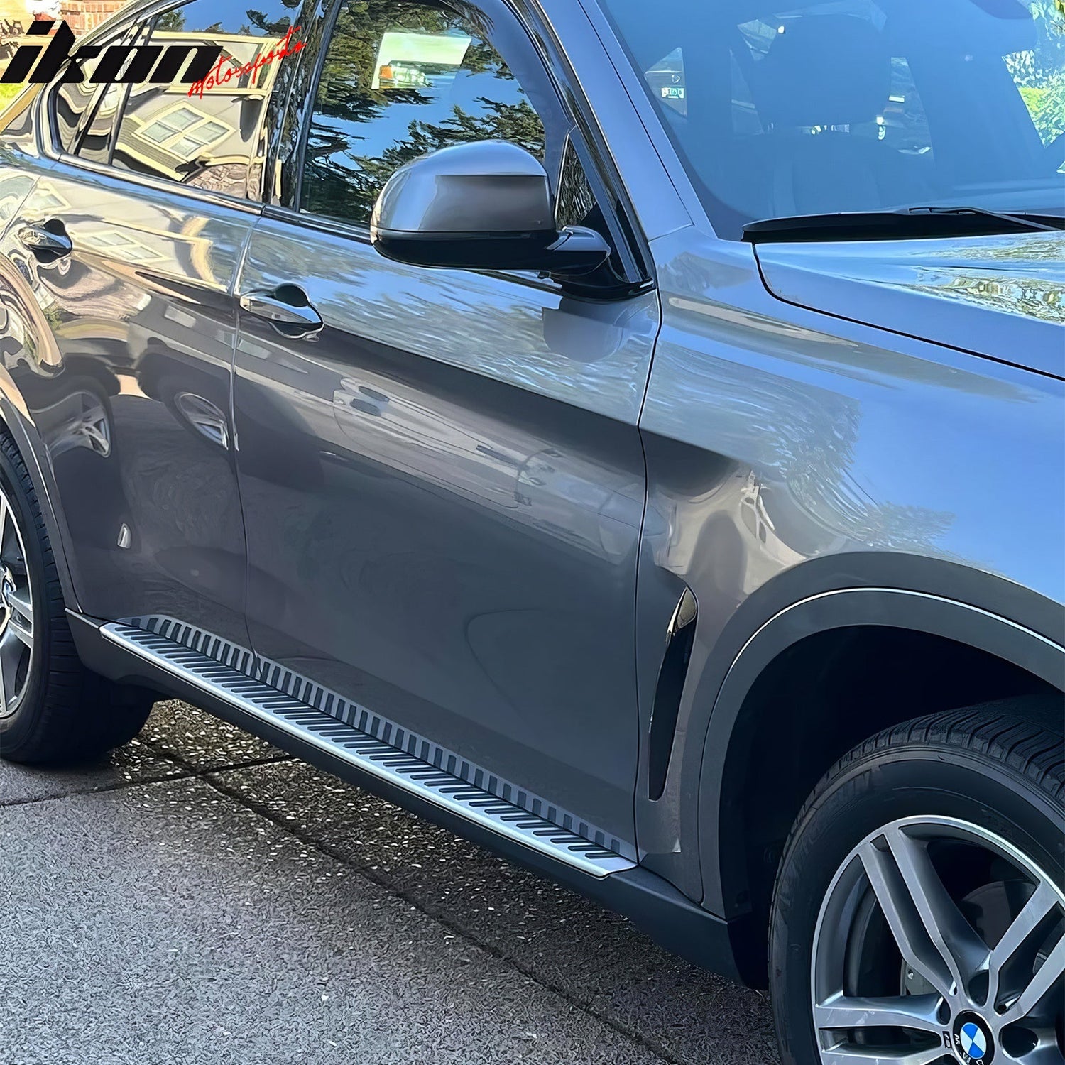 2015-2019 BMW X6 F16 Black & Silver 2PCS Running Boards Side Step Bars
