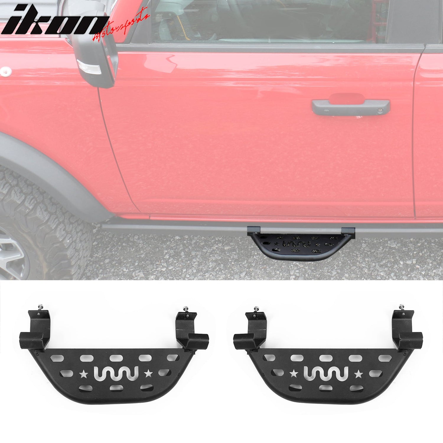 2021-2025 Ford Bronco 2/4 Dr Black Rock Rail Side Step Tungsten Steel