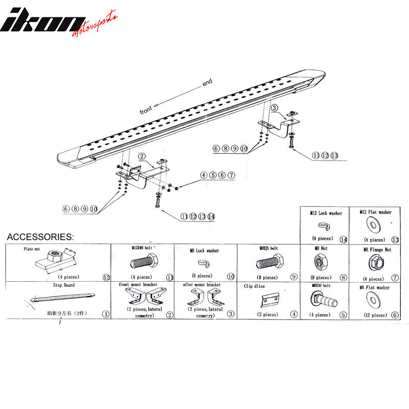 2007-2012 Toyota RAV4 OE Style Black Silver Running Board Aluminum