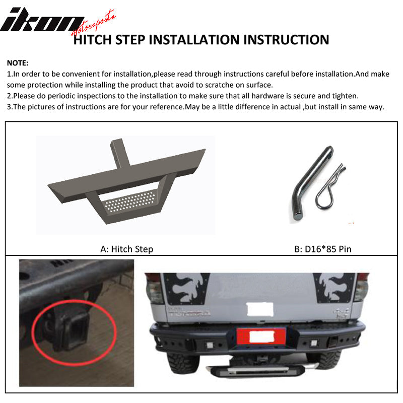 Universal Pick Up Trunk V2 Black Powder Coated Step Bumper Guard Steel