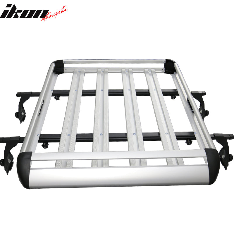 Universal Silver Roof Rack Luggage Carrier W/ Cross Bar Aluminum