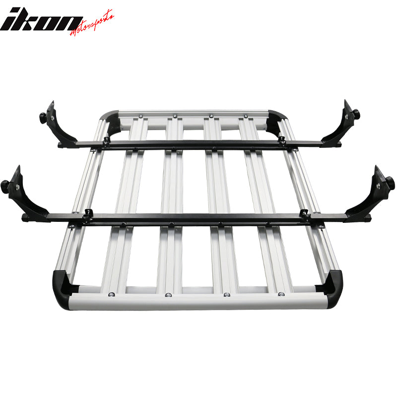Universal Silver Roof Rack Luggage Carrier W/ Cross Bar Aluminum