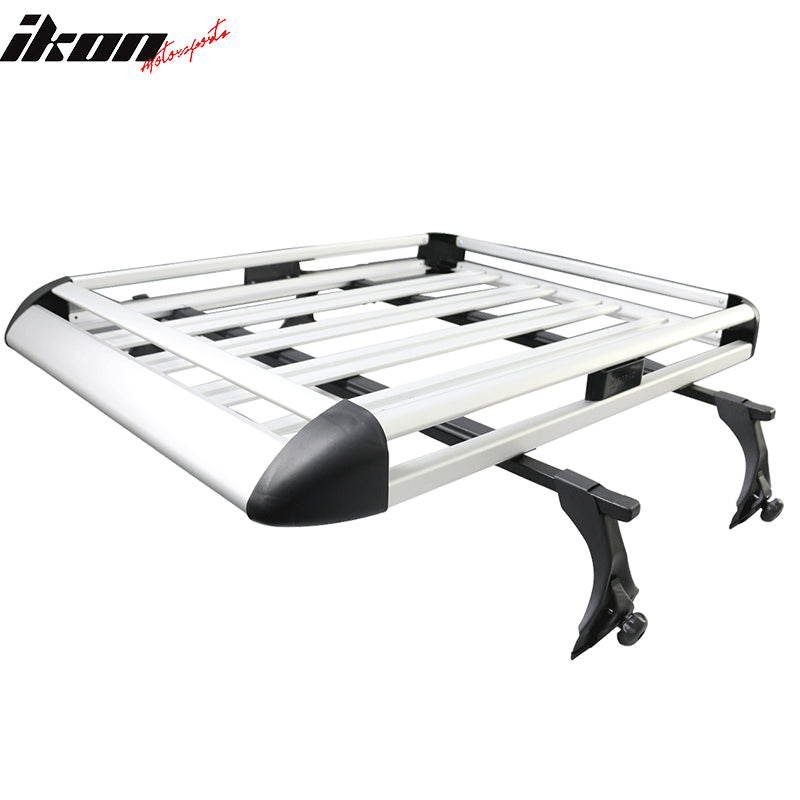 Universal Silver Roof Rack Luggage Carrier W/ Cross Bar Aluminum