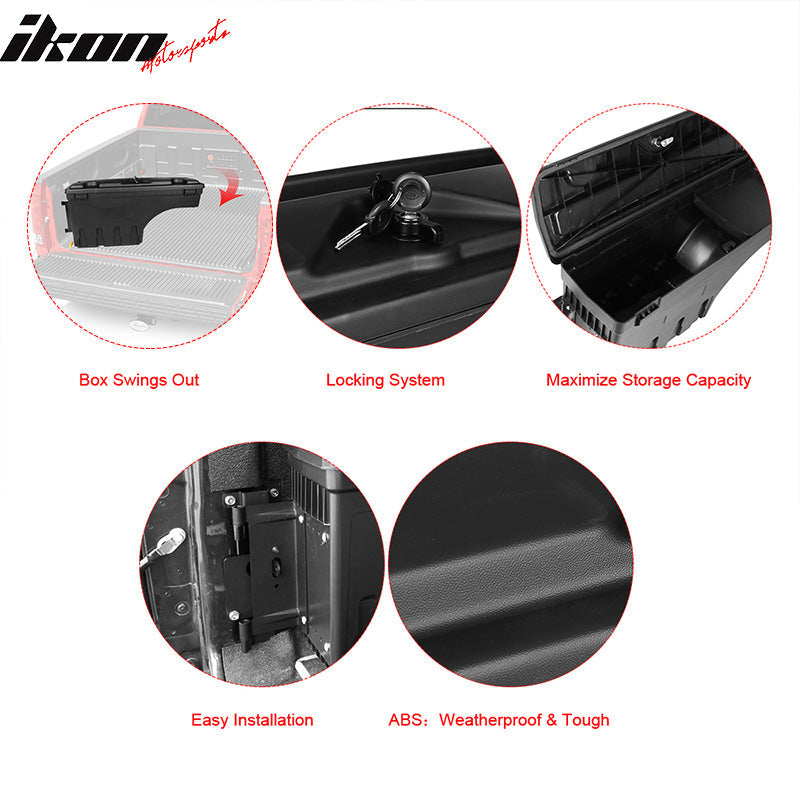 2007-2018 Chevy Silverado Black Truck Bed Storage Box Driver Side ABS