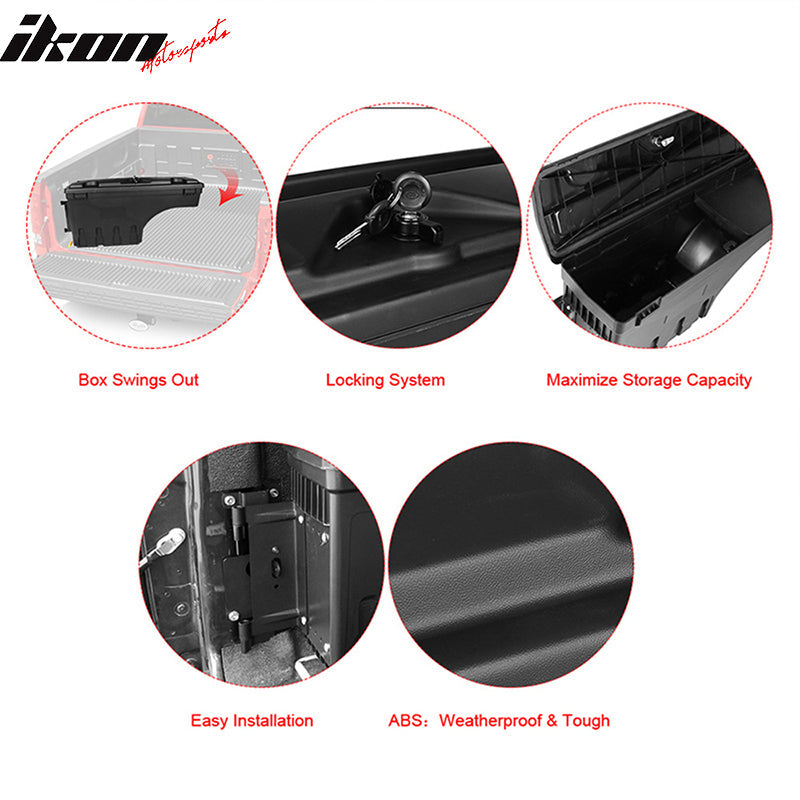 2015-2023 Ford F-150 Black Truck Bed Storage Box Driver Side ABS