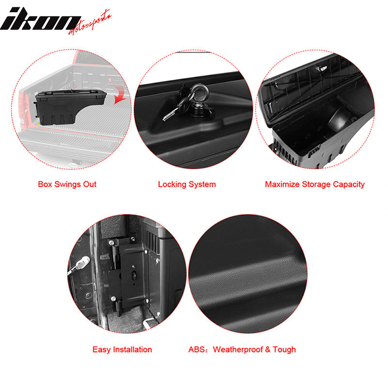 2007-2019 Toyota Tundra Black Truck Bed Storage Box Driver Side ABS