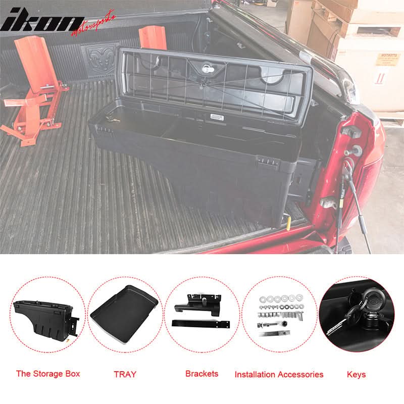 2007-2019 Toyota Tundra Black Truck Bed Storage Box Passenger Side ABS