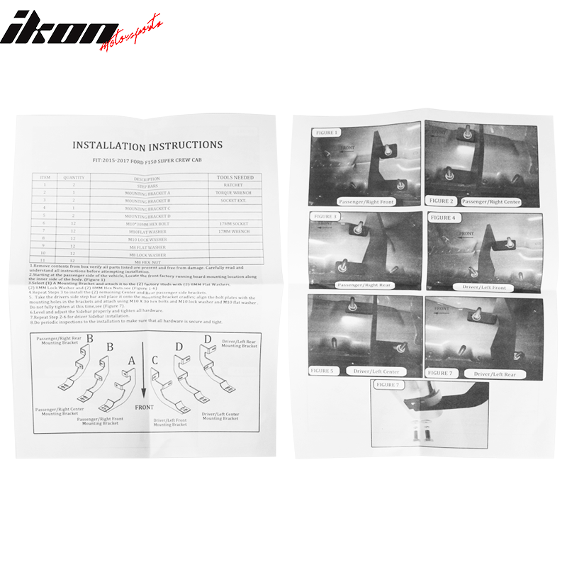 2017-2022 Ford F-250 Superduty Super Cab BCK Style Black Running Board