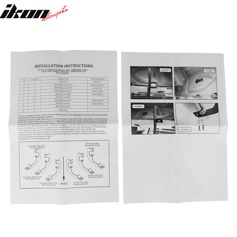 2007-2018 Chevy Silverado Crew Cab BCT Style Black Running Boards