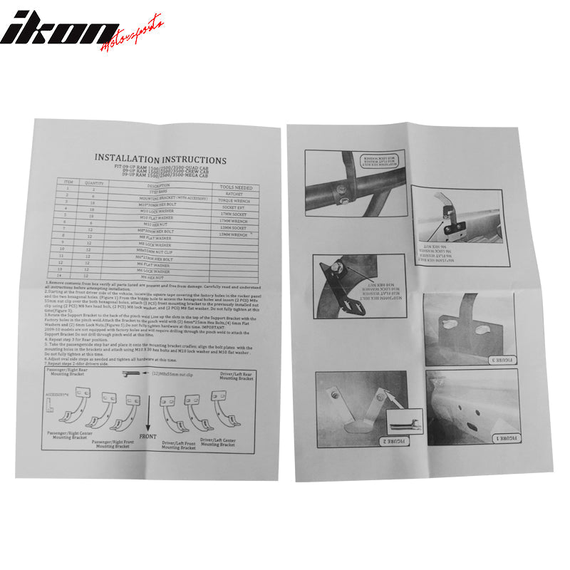 2009-2023 Dodge Ram Crew Cab BCT Style Black Running Boards Side Step