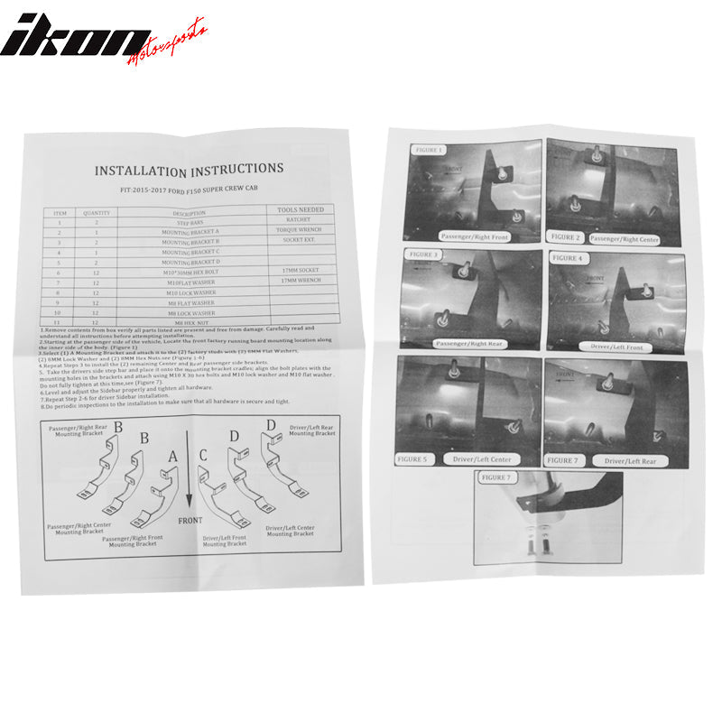 2017-2023 Ford F-250 Superduty SuperCrew Cab BCT Black Running Boards