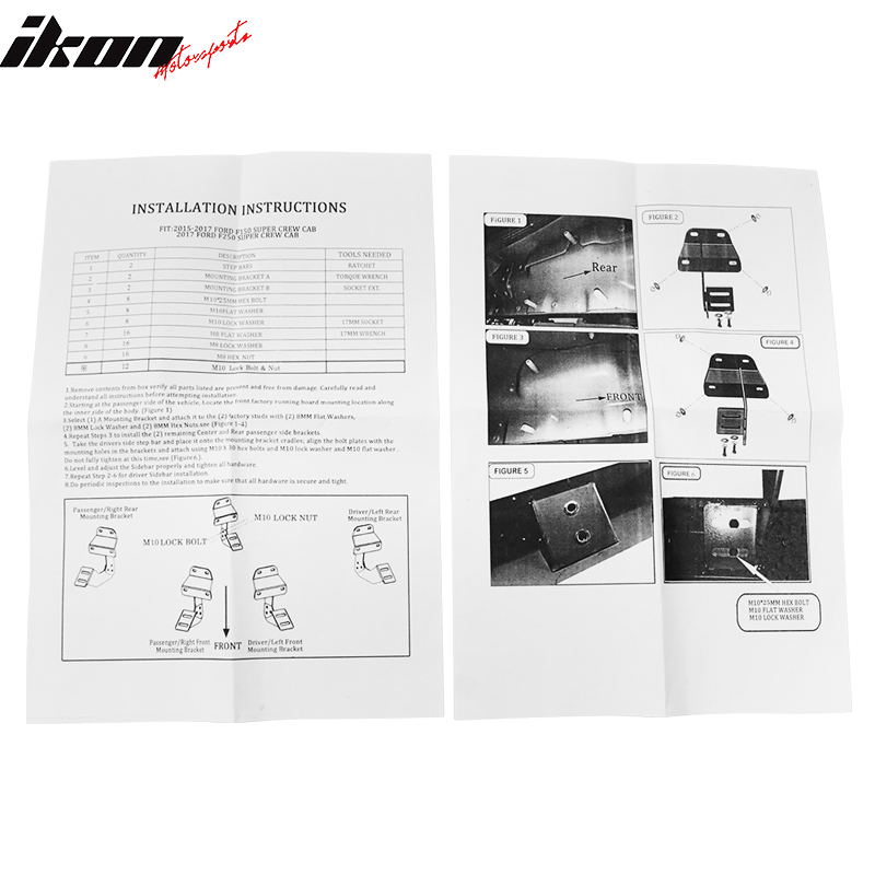 2015-2022 Ford F-150 Super Cab BZ Style Black Running Boards Side Step