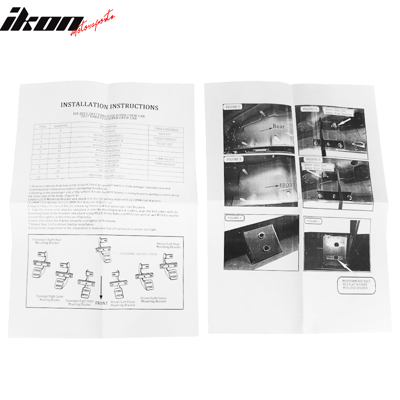 2017-2022 Ford F-250 Superduty SuperCrew Cab BZ Black Running Boards