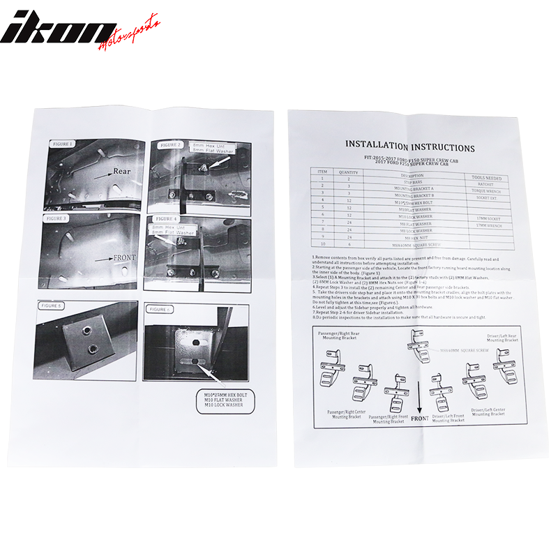 2017-2022 Ford F-250 Superduty Super Cab BZ Style Black Running Boards