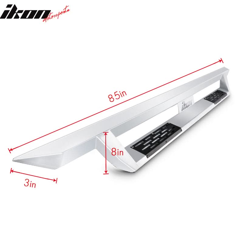 2007-2018 Chevy Silverado Sierra IKON V1 Silver Running Boards Steel