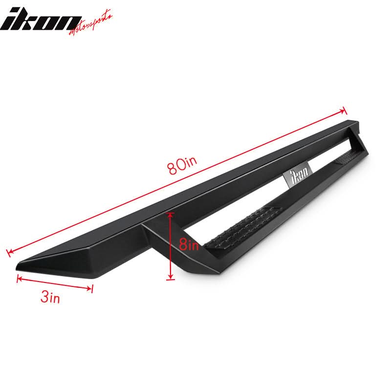 2007-2018 Chevy Silverado GMC Sierra IKON V1 Black Running Board Steel
