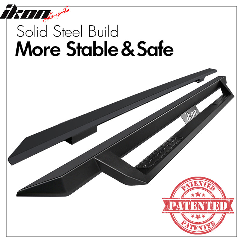 2007-2018 Chevy Silverado GMC Sierra IKON V1 Black Running Board Steel