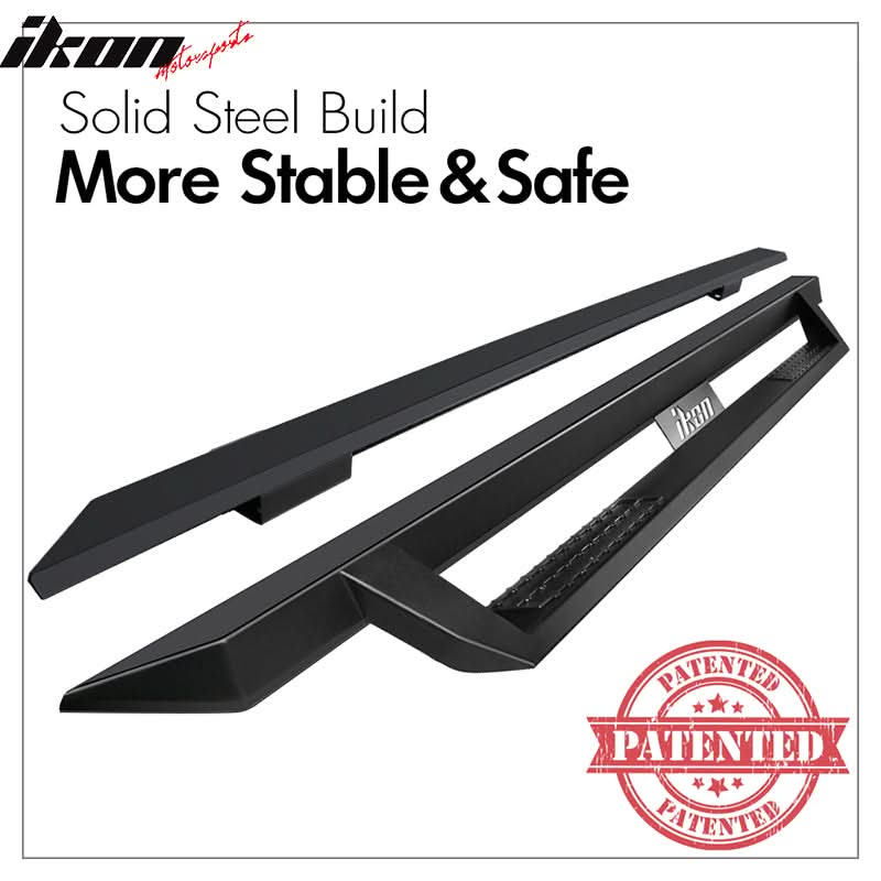 2007-2021 Toyota Tundra Double Cab IKON V1 Black Running Boards Steel