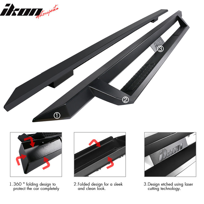 2007-2021 Toyota Tundra Double Cab IKON V1 Black Running Boards Steel