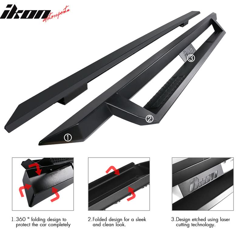 2007-2021 Toyota Tundra Crew Max IKON V1 Black Running Boards Steel
