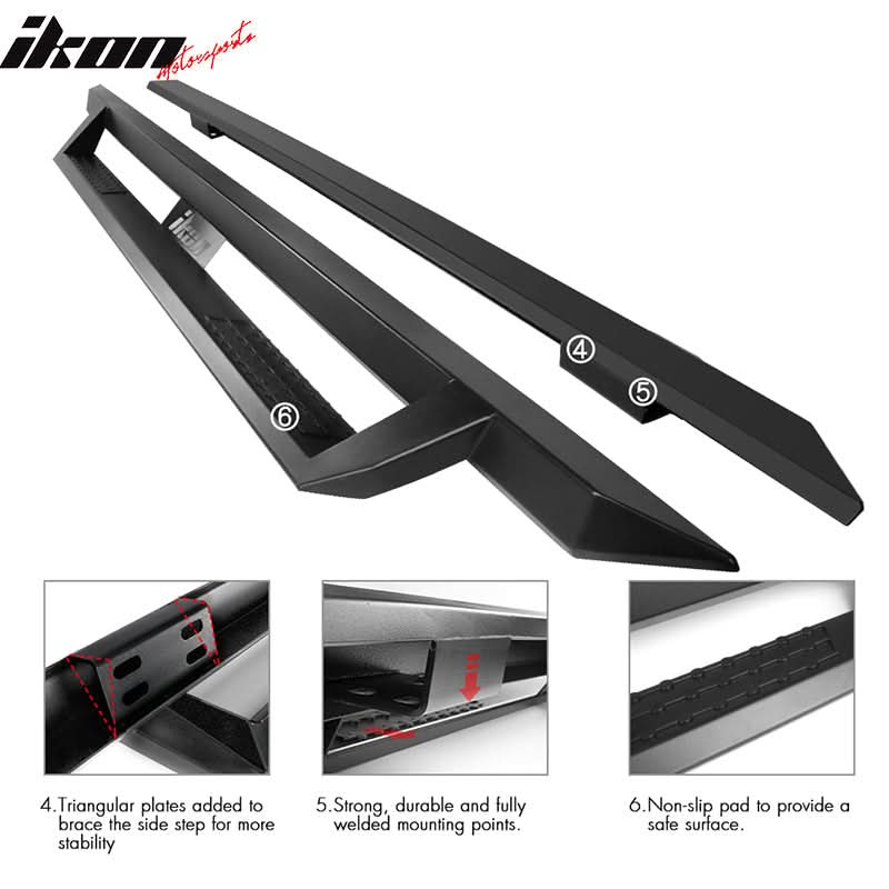 2007-2021 Toyota Tundra Crew Max IKON V1 Black Running Boards Steel
