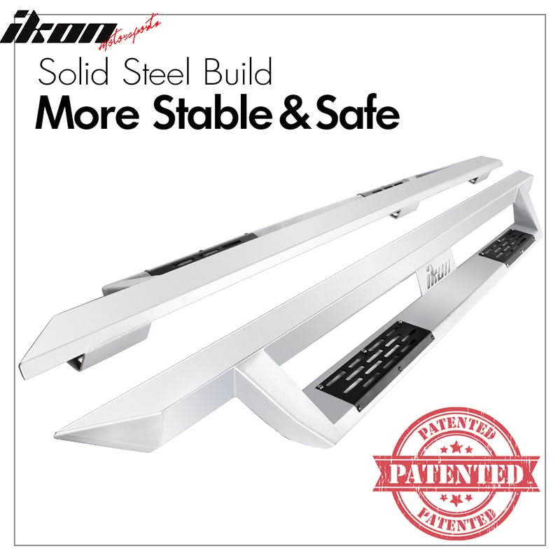 2009-2023 Dodge Ram 1500 IKON V1 Silver Running Boards Solid Steel