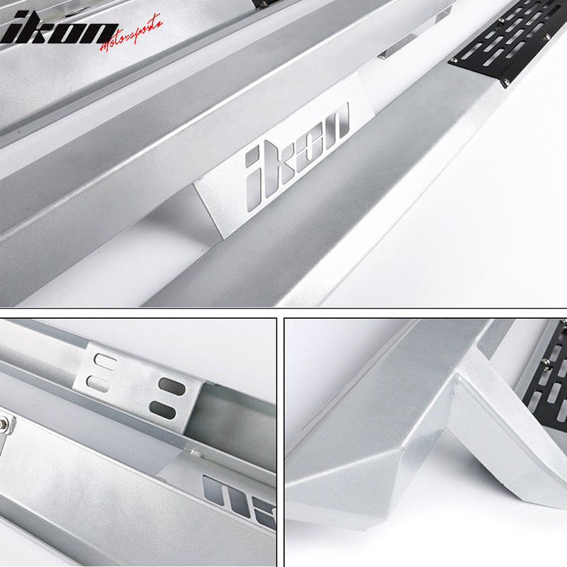 2007-2021 Toyota Tundra Double Cab IKON V1 Silver Running Boards Steel