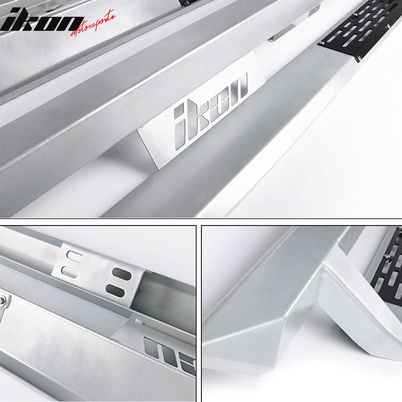 2005-2022 Toyota Tacoma Double Cab IKON V1 Silver Running Boards Steel