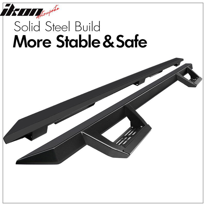 2009-2023 Dodge Ram 1500 IKON V2 Style Black Running Board Solid Steel