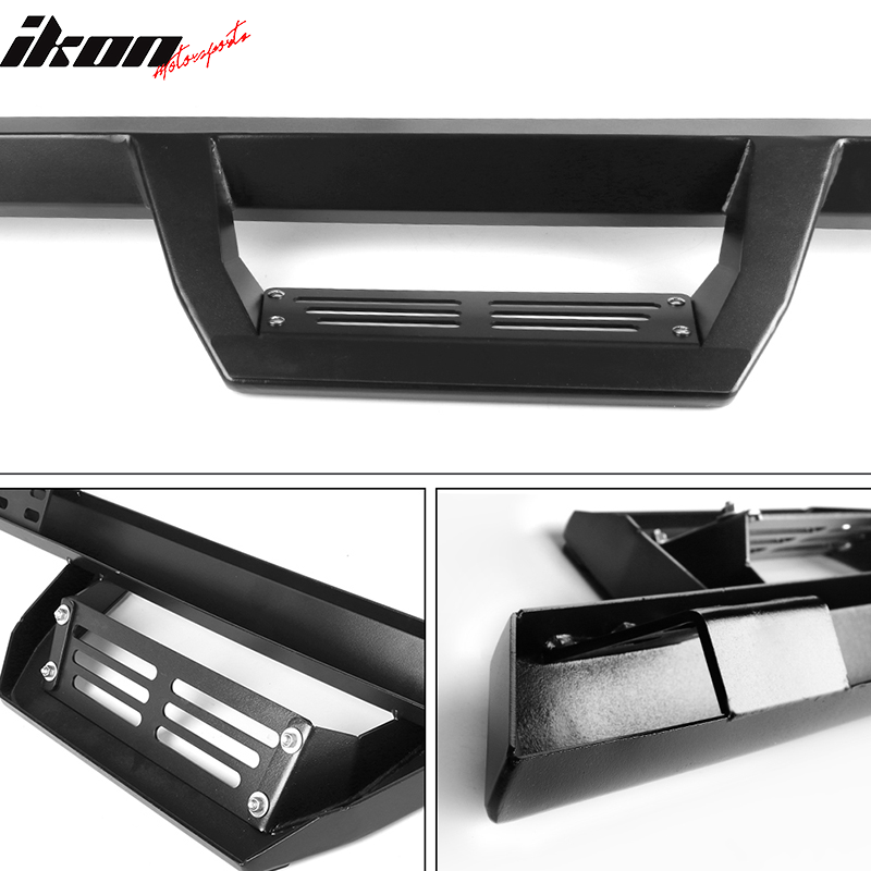 2009-2023 Dodge Ram 1500 IKON V2 Style Black Running Board Solid Steel